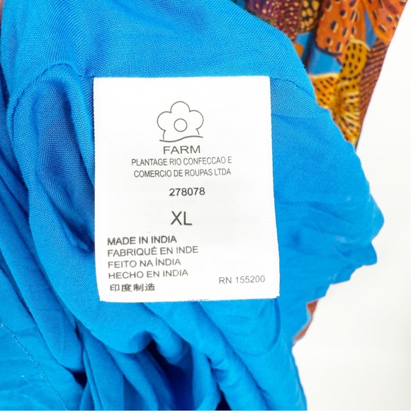 Anthropologie Farm Rio Puff Sleeve Multi Color Blue Floral Maxi Dress, XL NWT - Picture 13 of 16